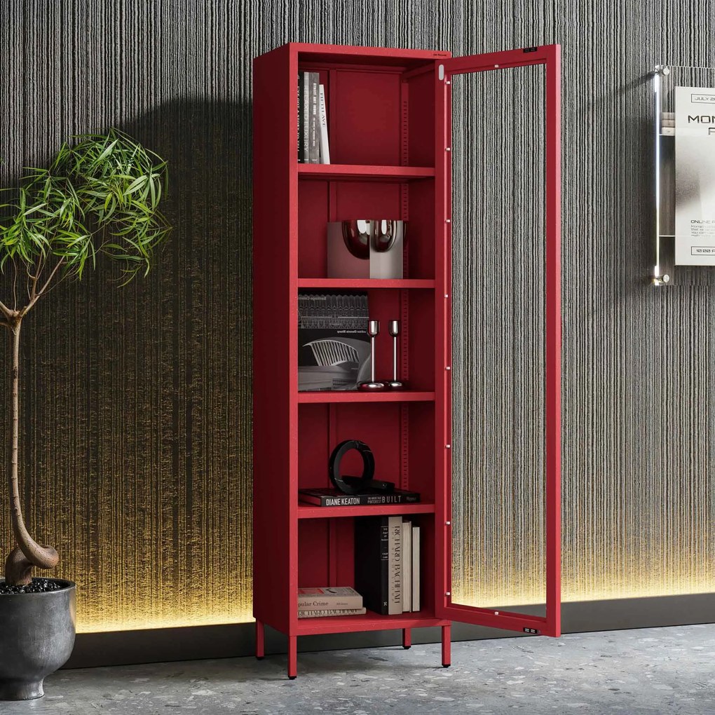 Vitrína LUIGI, 500 x 1800 x 350 mm, Modern: červená