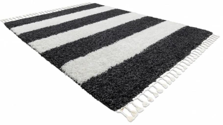 Kusový koberec Shaggy Pruhy šedý 200x290cm