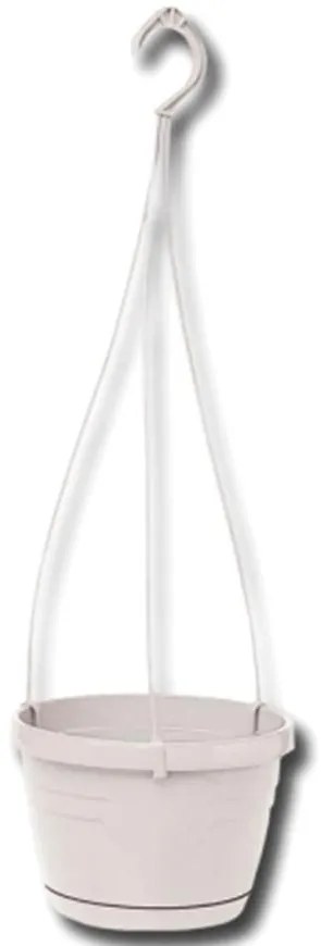 Závesný kvetináč LOGATO s podmiskou plast 25x17 cm biely