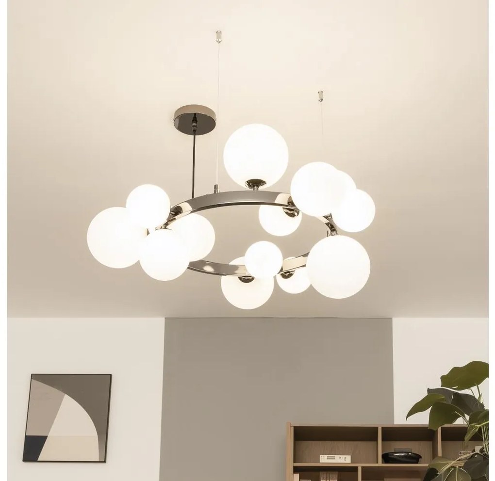 Brilagi - LED luster na lanku MILLA 15xG9/3W/230V čierny chróm/biela