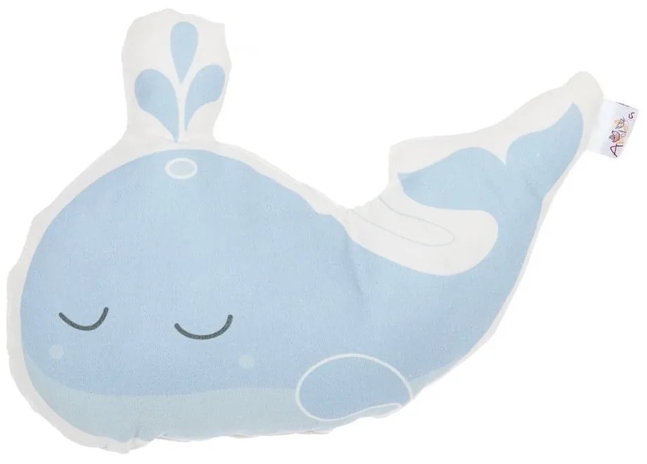 Modrý detský vankúšik s prímesou bavlny Mike & Co. NEW YORK Pillow Toy Whale, 35 x 24 cm