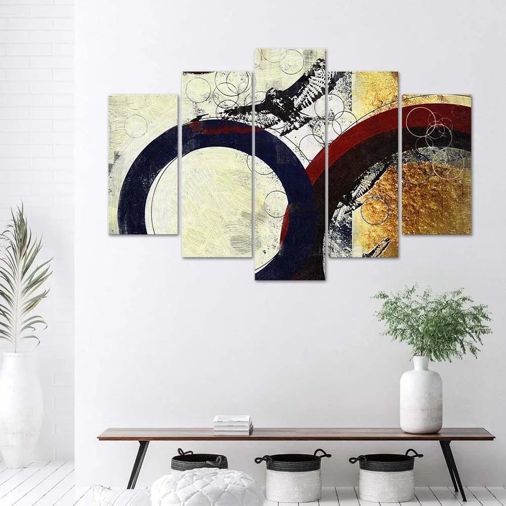 Obraz na plátně pětidílný Abstraktní barevný kruh - 150x100 cm