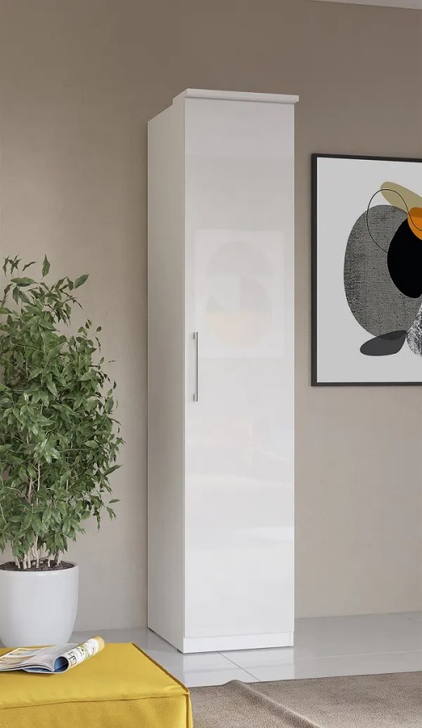 Úzka šatníková skriňa Optima 17 - biela