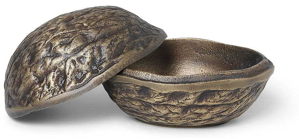 Box v tvare vlašského orecha Forest Nut Box – starožitná mosadz