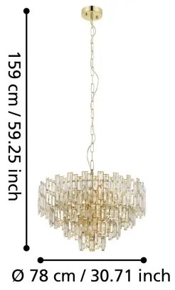 Eglo 39614 - Luster na reťazi CALMEILLES 10xE14/25W/230V priemer 78 cm