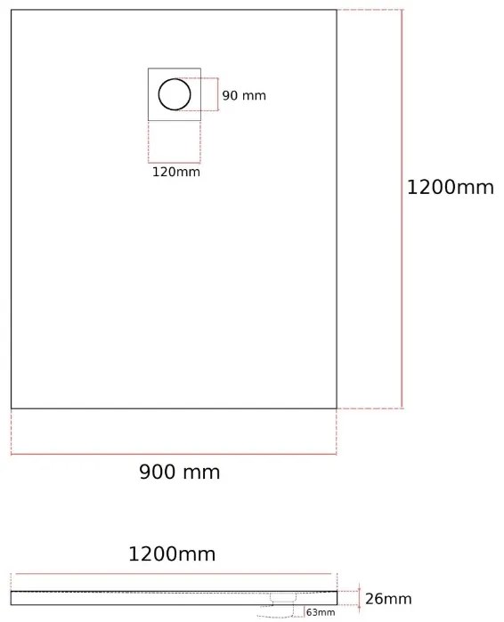Gamma Erga Oldaf, SMC obdĺžniková sprchová vanička 120 x 90 cm, čierna matná, ERG-GMA-OL-90120BK