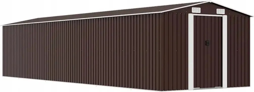 vidaXL Záhradná kôlňa, hnedá, 257 x 779 x 181 cm, galvanizovaná oceľ