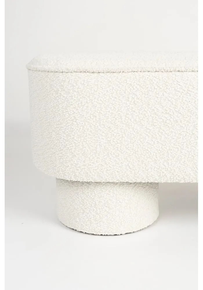 Biela lavica z textílie buklé Marcos – White Label