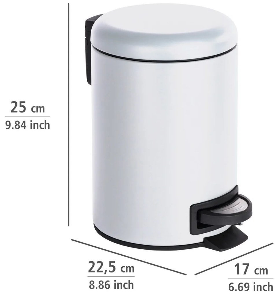 Wenko Pedálový odpadkový kôš Leman 3 l, biela, 3 l
