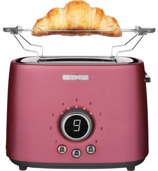 Sencor - Hriankovač s dvoma otvormi a ohrievacím roštom 1000W/230V ružový