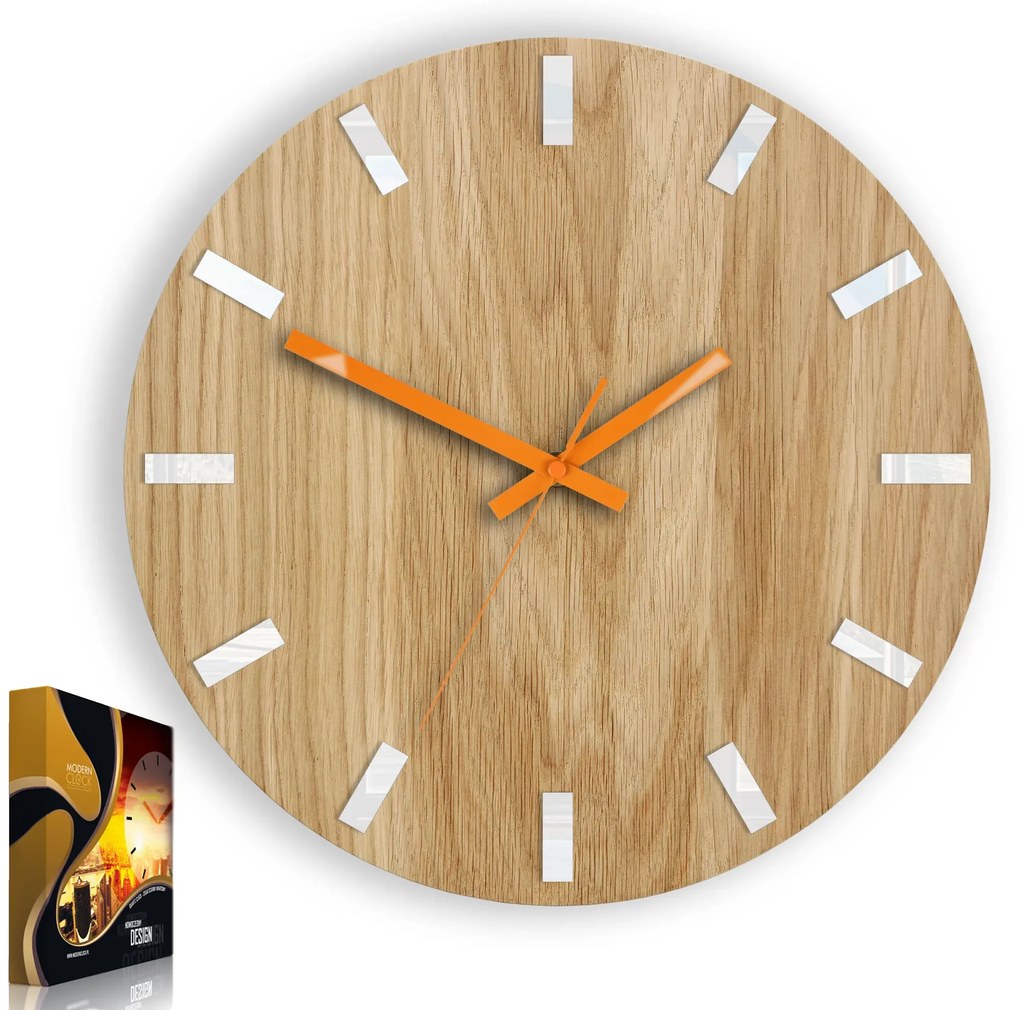 Nástenné hodiny Simple Oak hnedo-oranžové