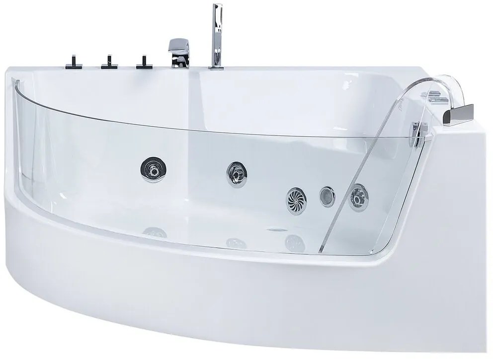 Vírivá vaňa s LED osvetlením 190 x 135 cm biela MARINA Beliani