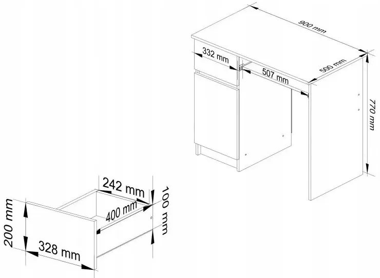 Písací stôl ľavý 90 x 55 x 77 cm AKORD Pixel - biely/dub sonoma