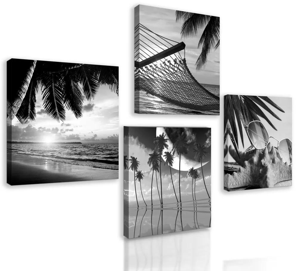 Set obrazov čiernobiele zákutia pláže