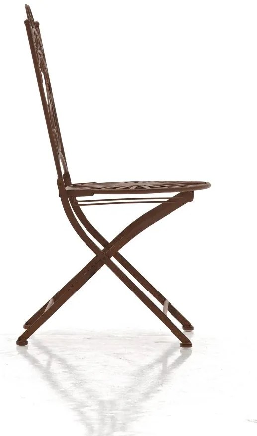 Kovová stolička skladacia Indra - Hnedá antik