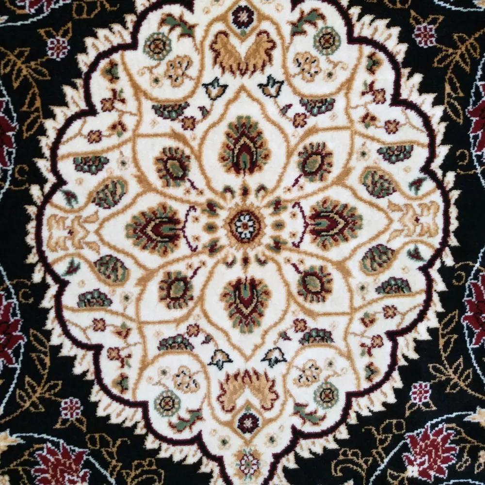 Čierny vzorovaný vintage koberec do obývačky Šírka: 200 cm | Dĺžka: 290 cm