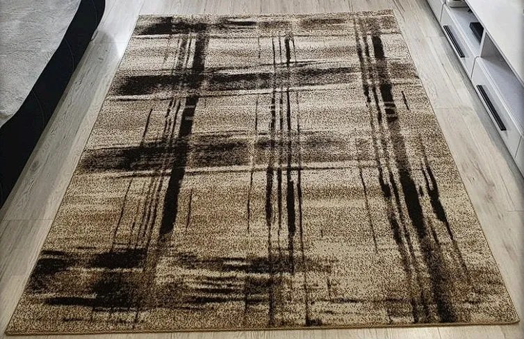 Moderný koberec Rio 170-Cream-Cream – béžovo-hnedý s geometrickým vzorom Rozmer: 60x100 cm