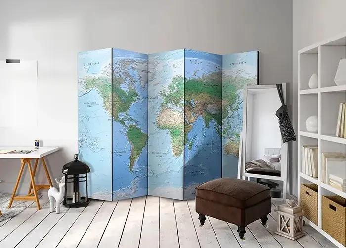 Paraván - World Map [Room Dividers] Veľkosť: 225x172, Verzia: Obojstranný