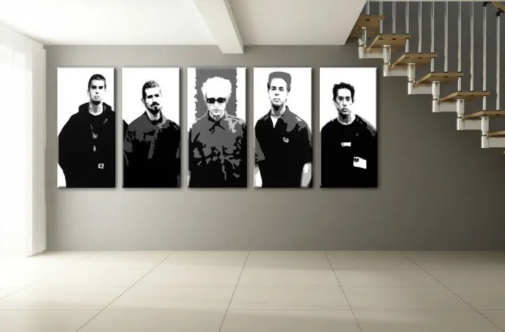 Ručne maľovaný POP Art obraz LINKIN PARK 5 dielny  lp