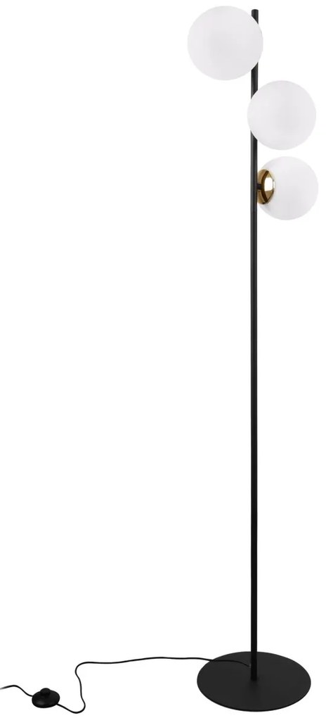Stojacia lampa Florence, 3x biele sklenené tienidlo, B/G