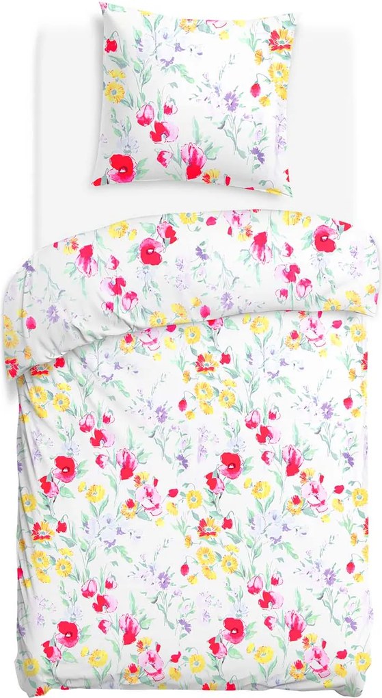 BAVLNENÉ OBLIEČKY COTTONLOVE 140X200 CM, 1KS 70X80 CM KVETY