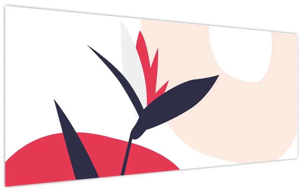 Obraz - Ružová florálna abstrakcia N⁰1 (120x50 cm)