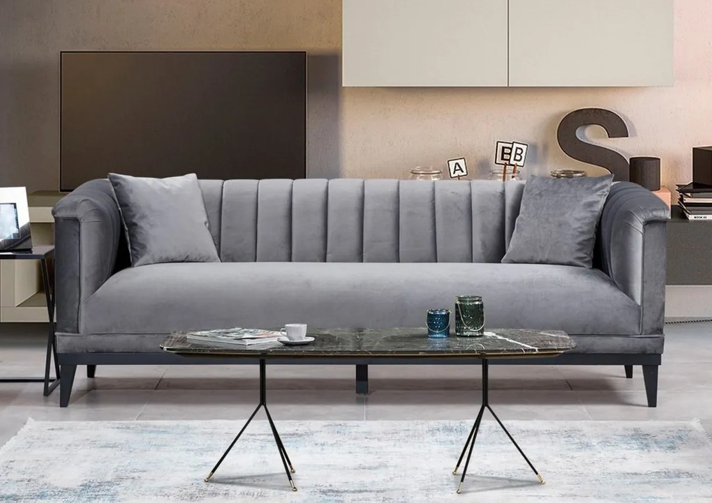 Trojmiestna pohovka Trendy 225 cm tmavosivá