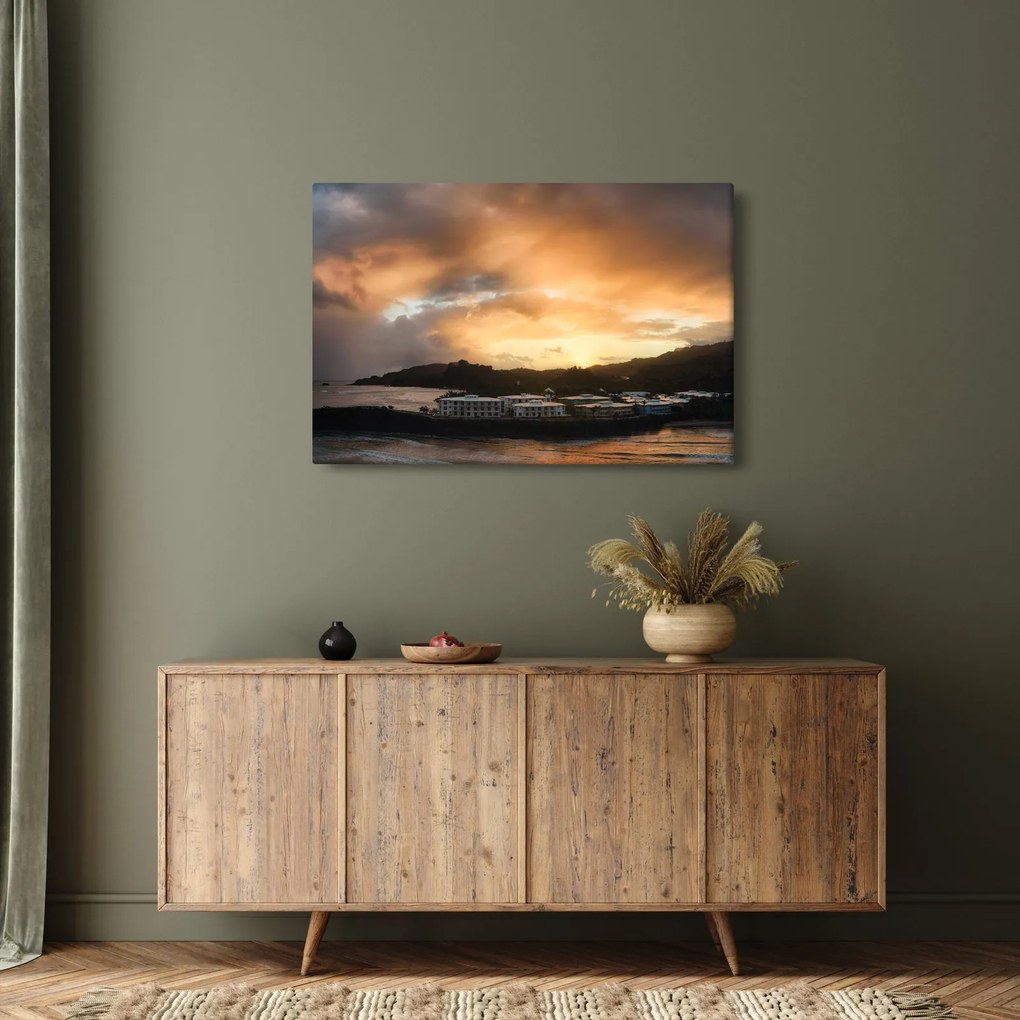 Obraz - pláž so zatiahnutou oblohou (90x60 cm)