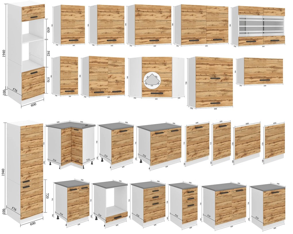 Kuchynská skrinka Belini Premium Full Version drezová 80 cm dub wotan s pracovnou doskou