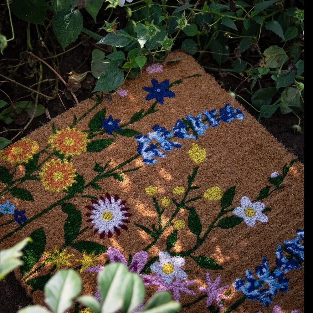 Rohožka z kokosových vlákien s motívom kvetin Coir - 75*45*4cm