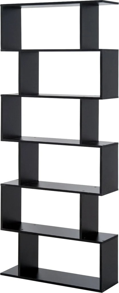 HOMCOM Moderný Knižnica s 6 Polkami do Jedálne, Obývačky a Štúdia 80x23x192 cm Čierna | Aosom