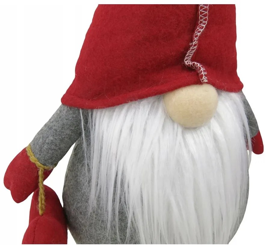 Vianočný škriatok s ozdobou 130 cm - šedý - výškovo nastaviteľný