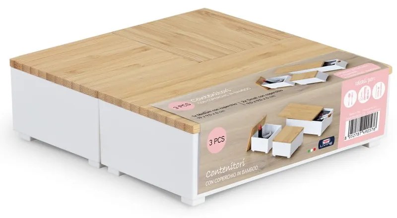 Biele kúpeľňové organizéry v súprave 3 ks – Domopak