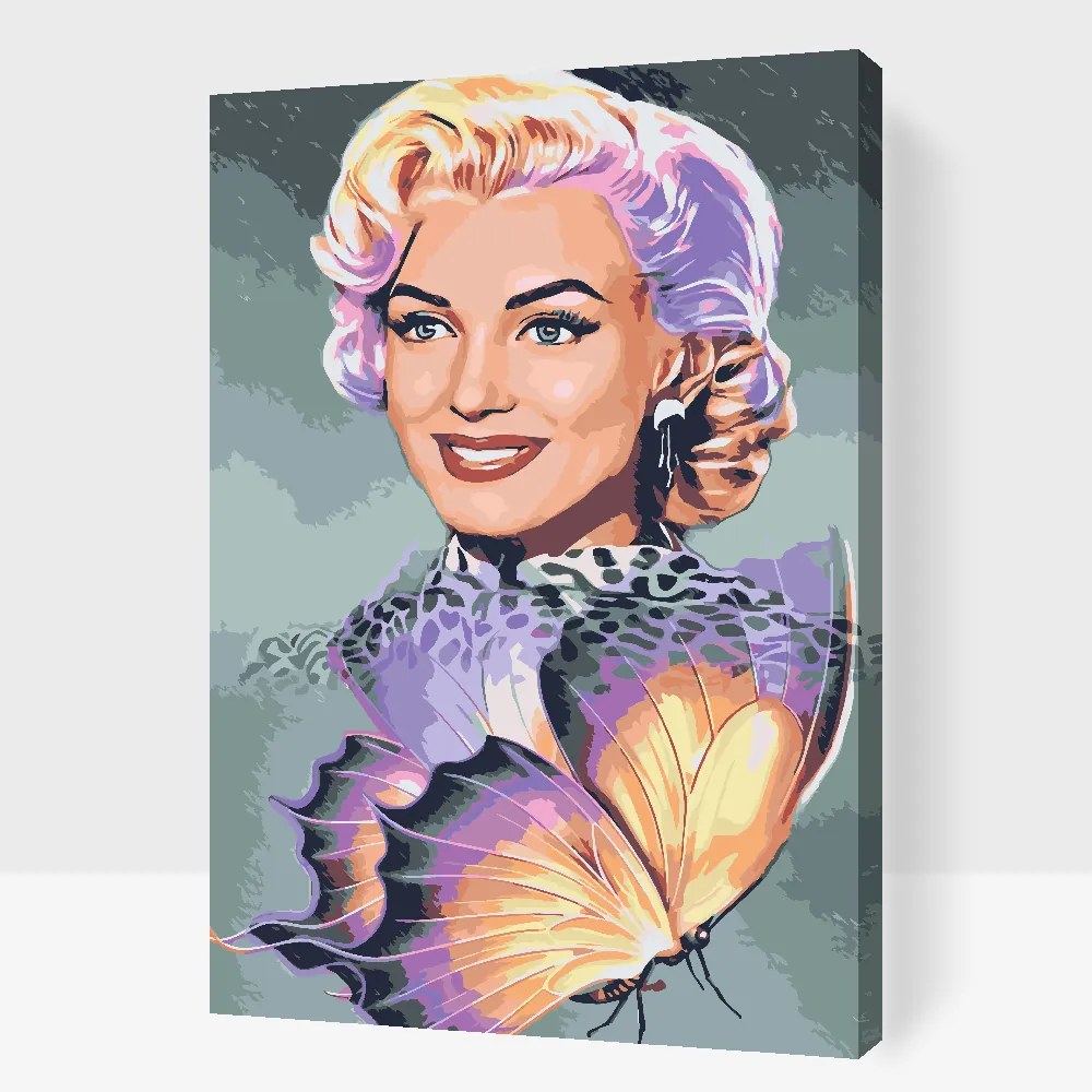 Gario Maľovanie podľa čísel Marilyn Monroe s motýľom Rozmery: 80 x 120 cm, Rámovanie: Iba zrolované plátno