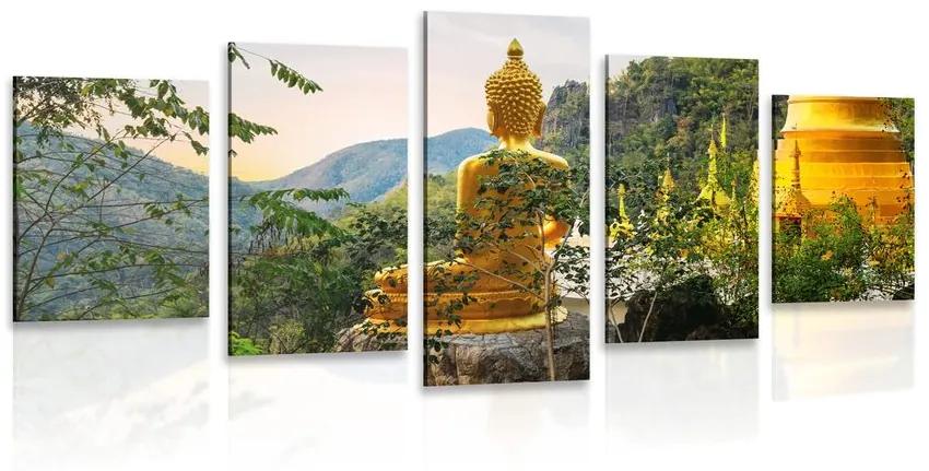 5-dielny obraz pohľad na zlatého Budhu Varianta: 100x50