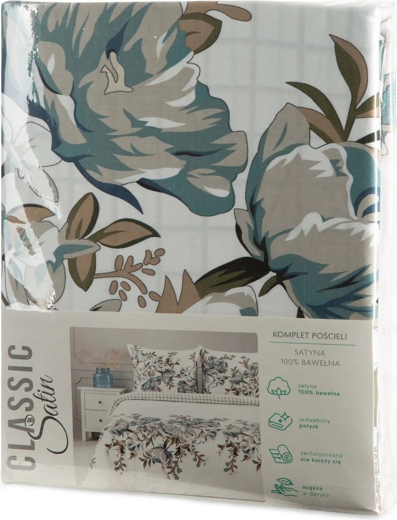 SATÉNOVÉ OBLIEČKY SPRING40 200X220 CM, 2 KS 70X80 CM KVETY