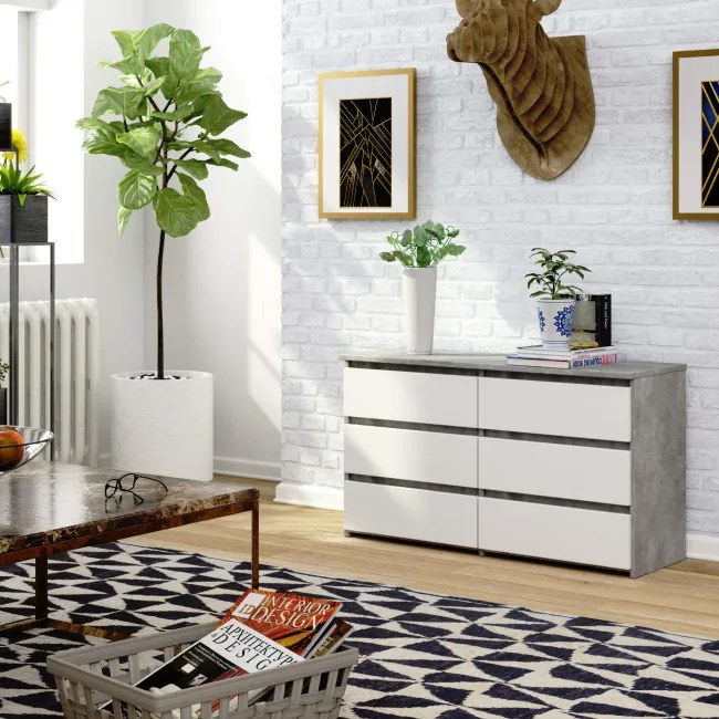 Komoda CL100 6SZ betón / biela