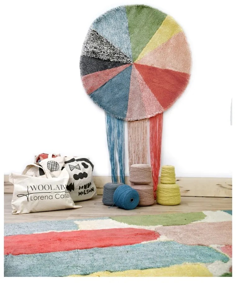 Prateľný ručne tkaný vlnený detský koberec ø120 cm Pie Chart – Lorena Canals