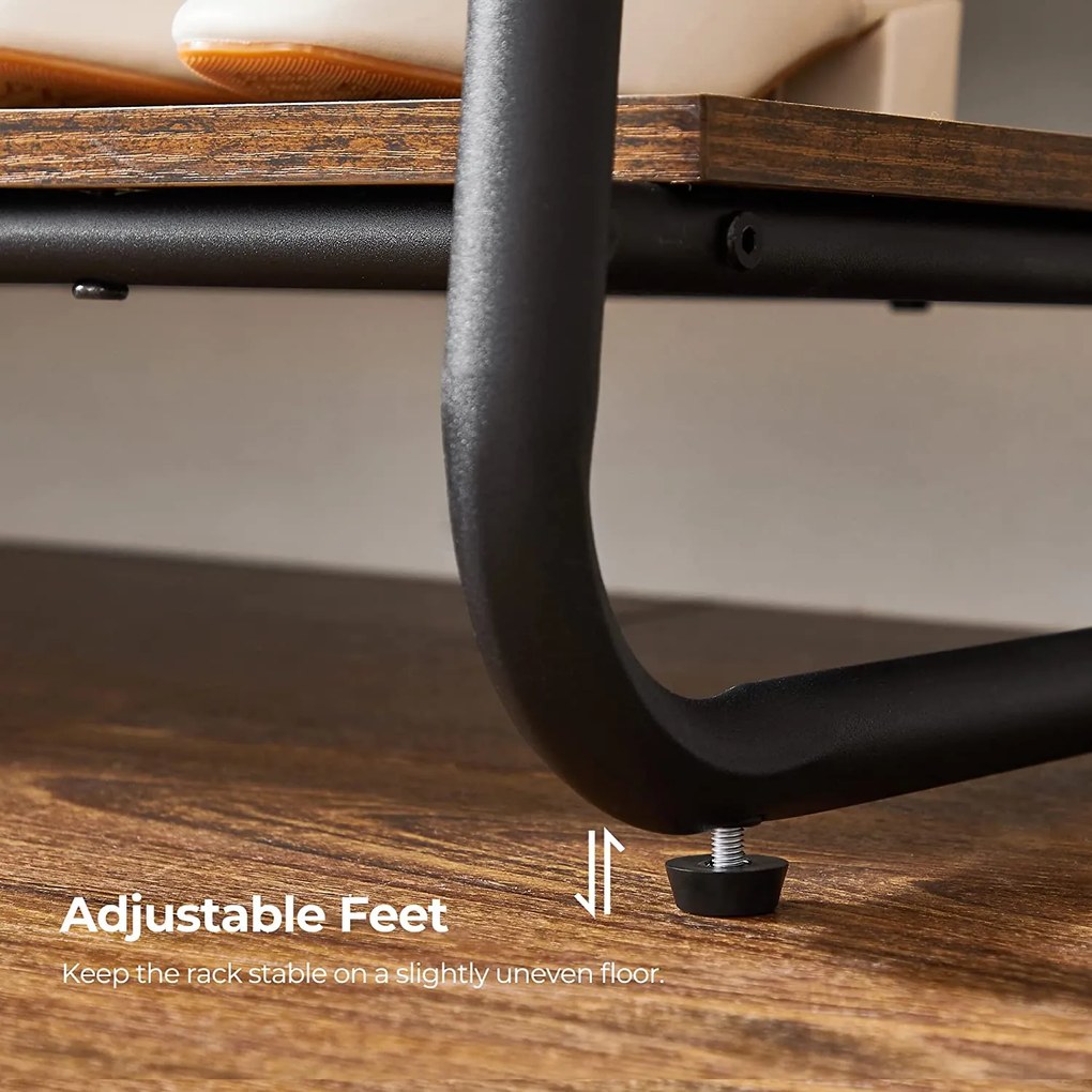 Policový stojan na šaty so 6 háčikmi, rustikálny hnedý