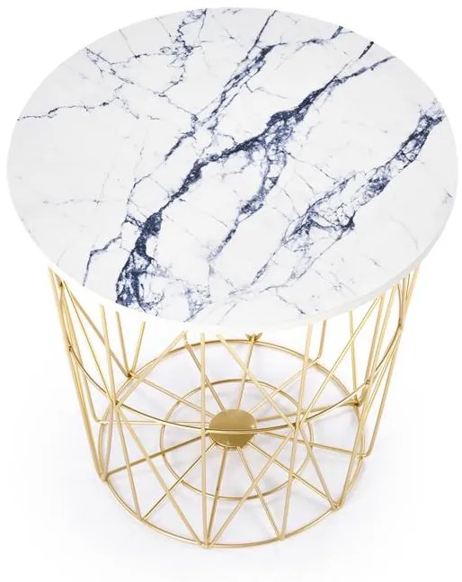 KONFERENČNÝ STOLÍK MANUEL BIELY MRAMOR / ZLATÝ