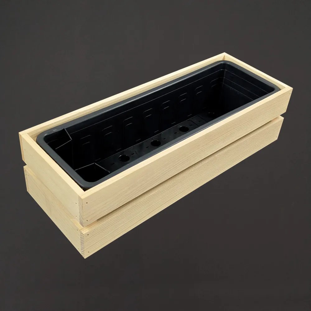 AMADEA Drevený prírodný obal s truhlíkom, 51,1x19,6x15cm, český výrobok