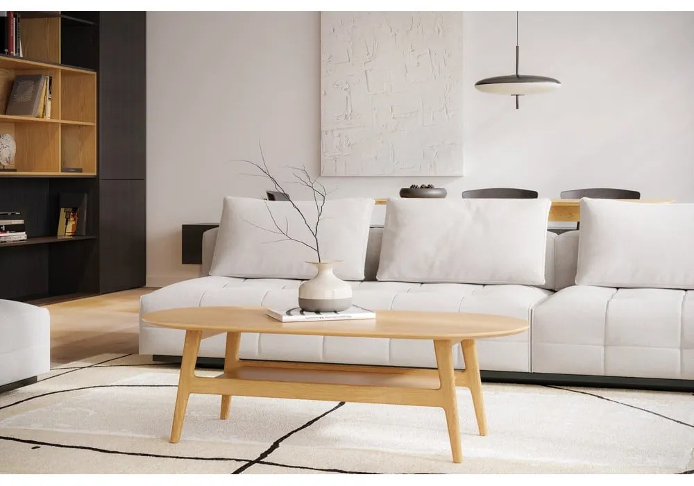 Konferenčný stolík v dekore duba v prírodnej farbe 60x130 cm Curved – Woodman