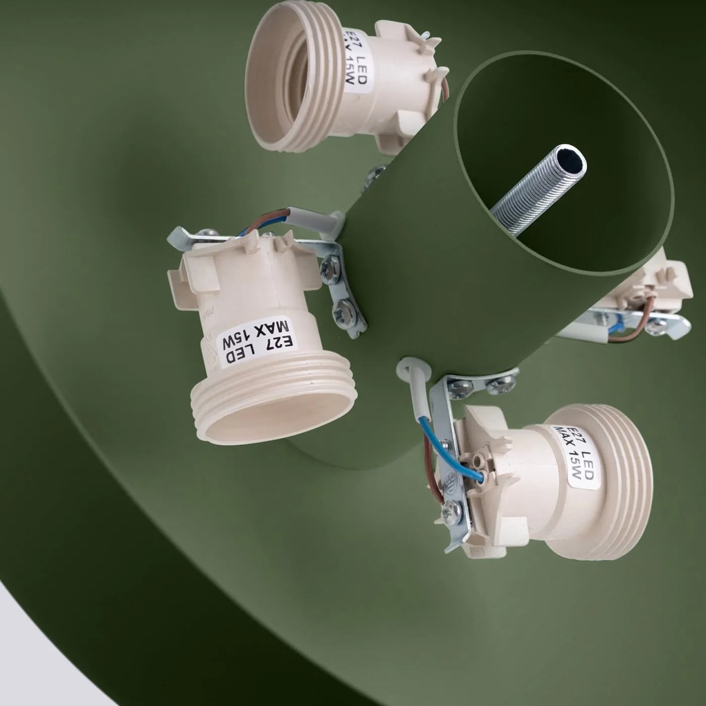 Stropné svietidlo Omiq, 1x olivovo zelené kovové tienidlo, (biely plast), (fi 30 cm)