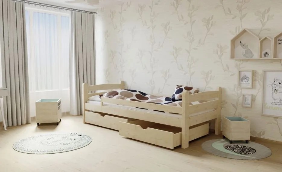Detská posteľ z MASÍVU 200x90cm SO ŠUPLIKMI - DP005 - morenie dub