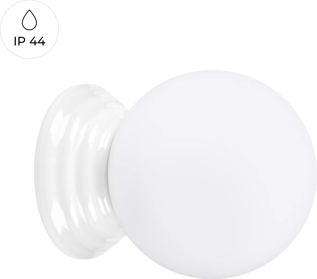 Nástenné svietidlo Zori, 1x biele sklenené tienidlo, w