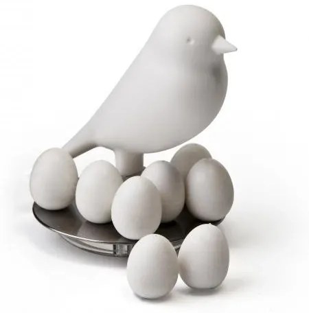Stojan s magnetkami Qualy Magnetic Egg Sparrow - biely QL10096-WH