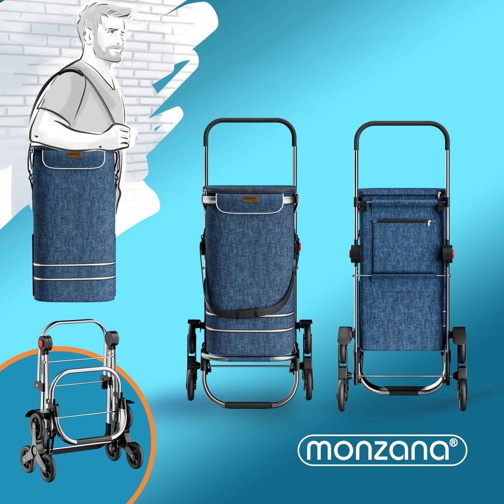 Monzana Nákupná taška na kolieskach do schodov COMFORT,50l, modrá