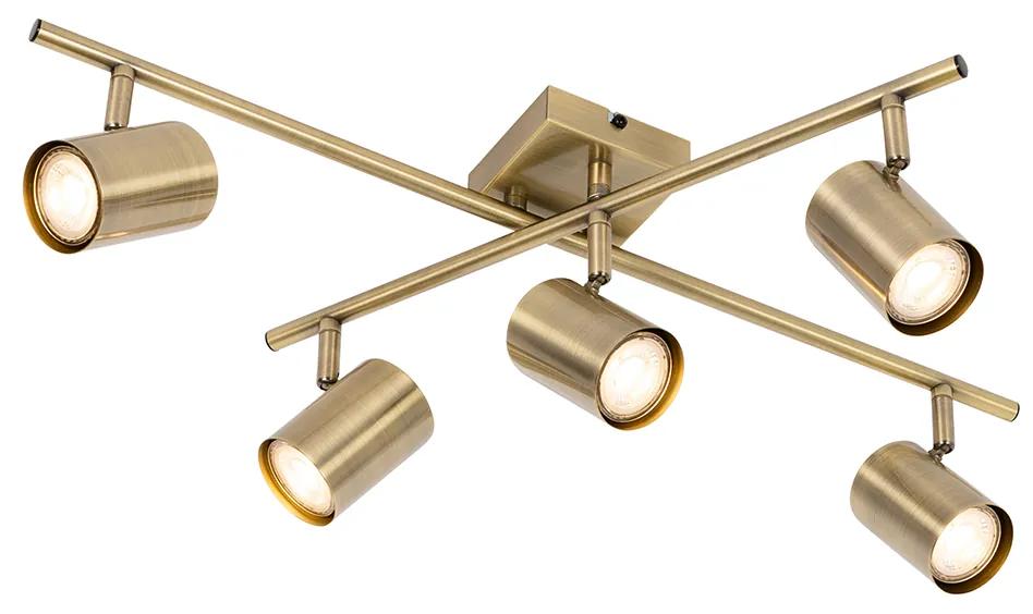 Moderné stropné svietidlo bronzové 5 svetiel nastaviteľné obdĺžnikové - Jeana