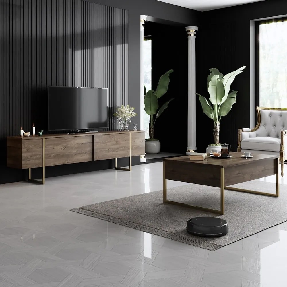 TV stolík v dekore orecha v prírodnej farbe 180x30 cm Luxe – Kalune Design