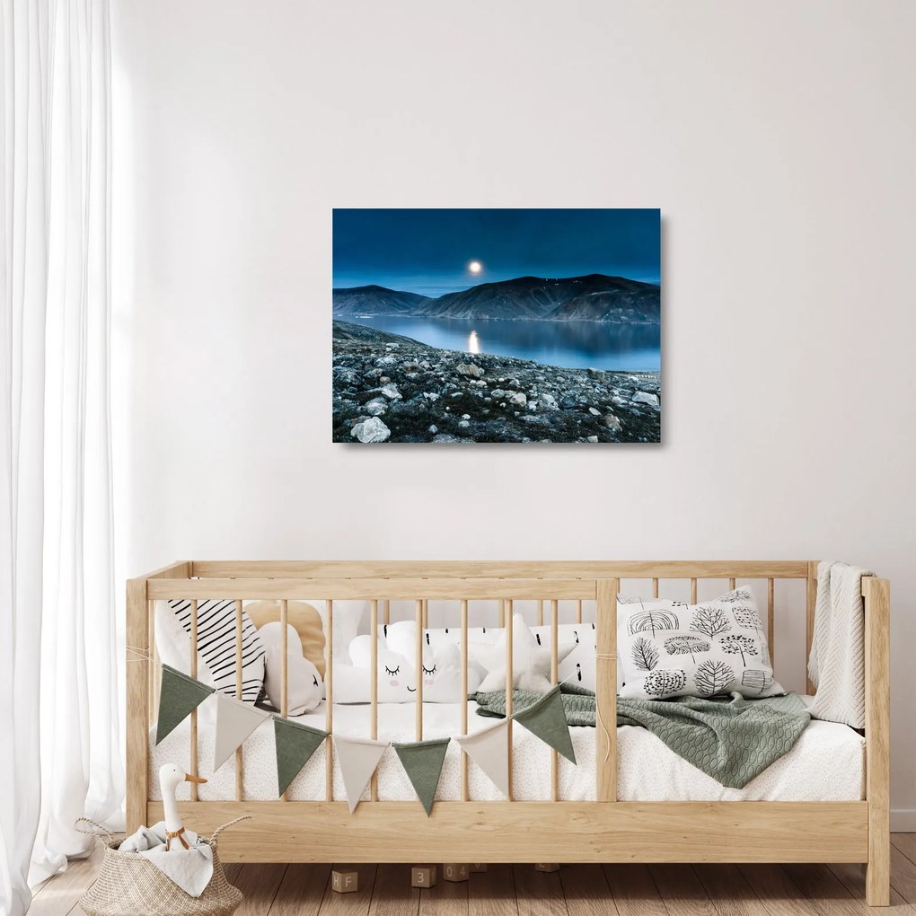 Sklenený obraz nočné krajiny, Island (70x50 cm)